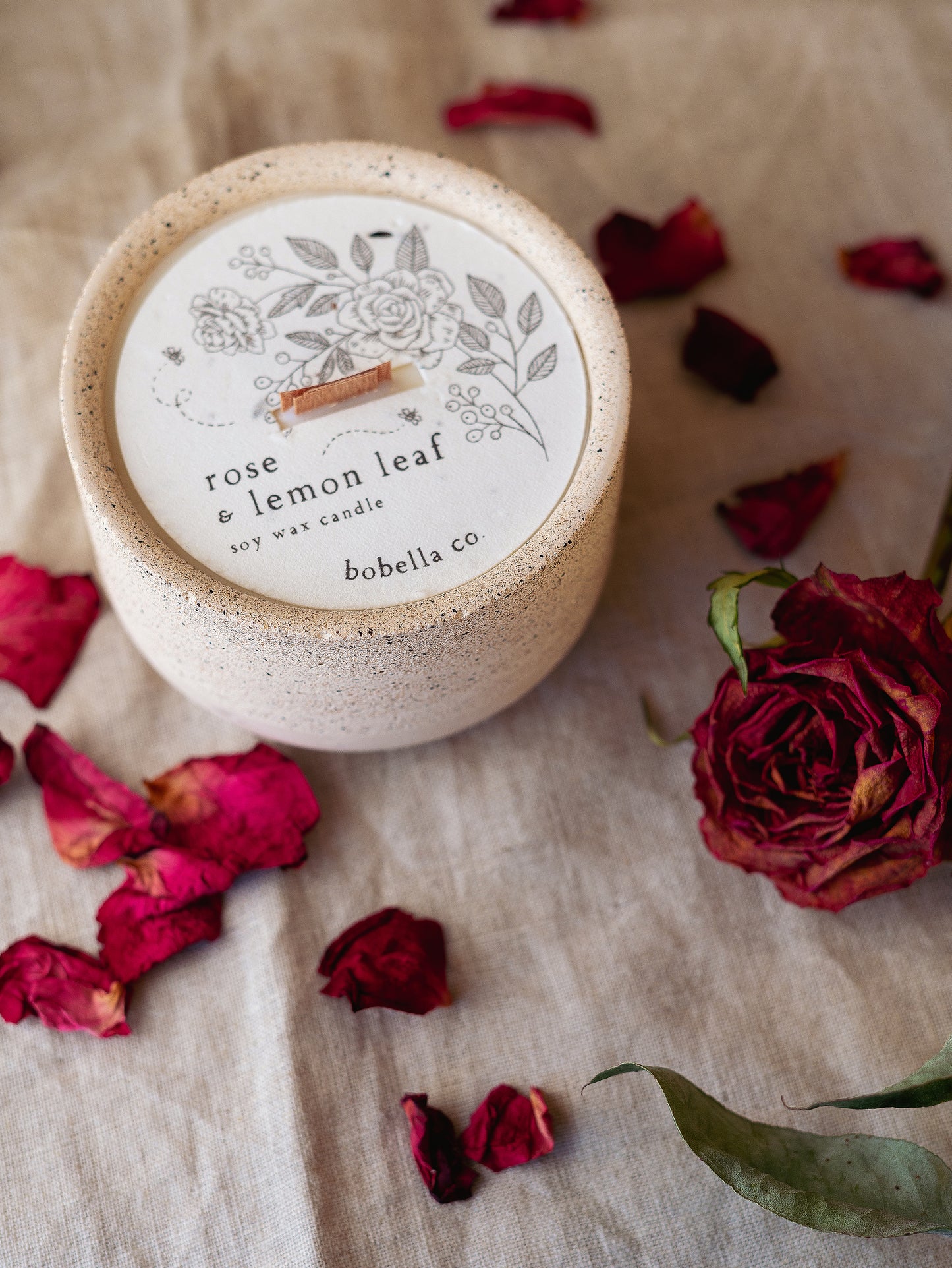 Rose & Lemon Leaf Soy Wax Candle