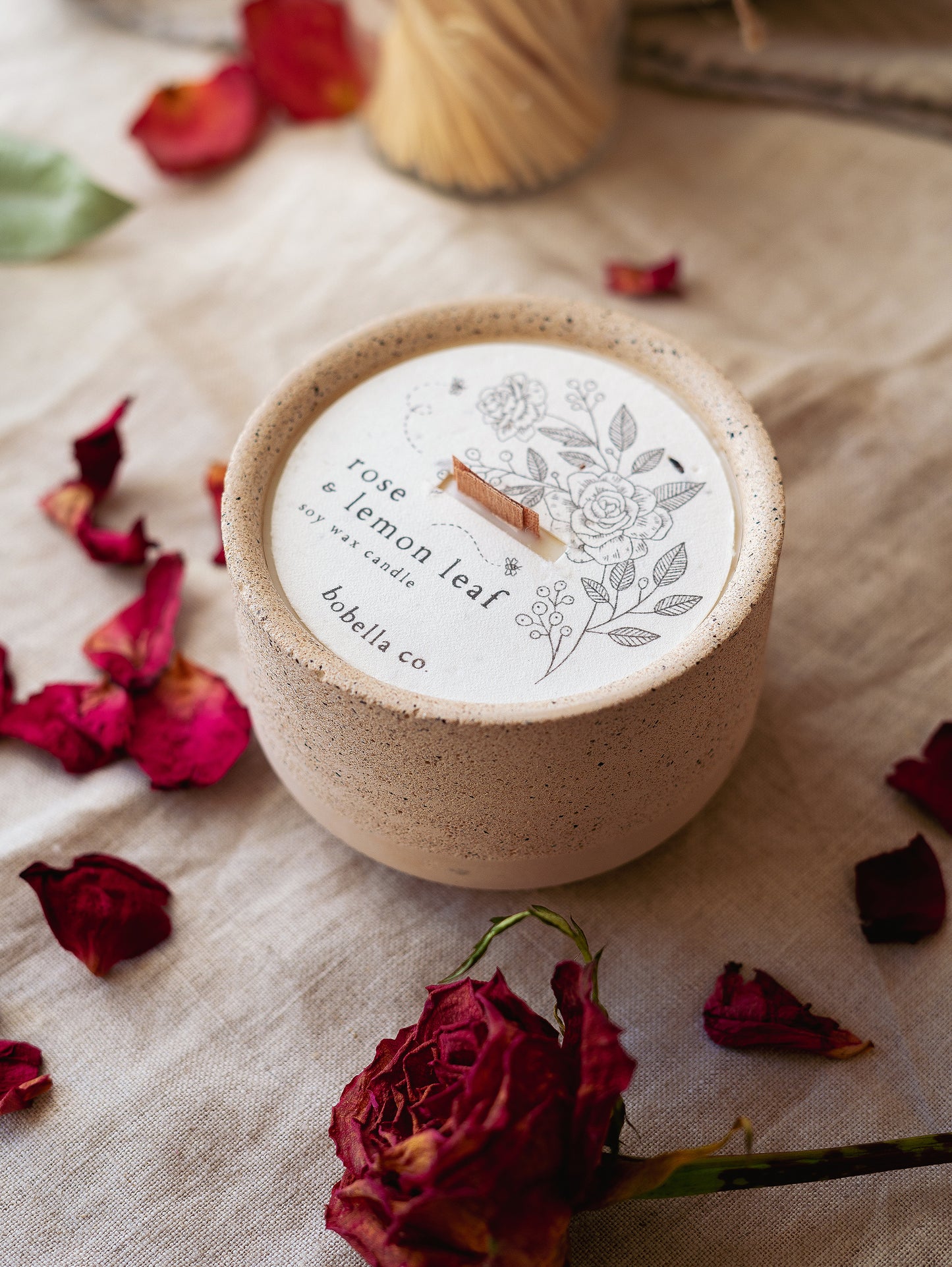 Rose & Lemon Leaf Soy Wax Candle