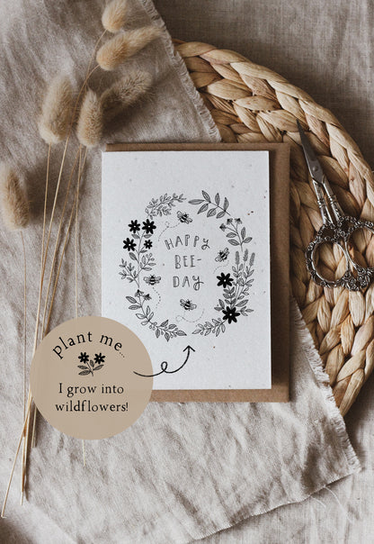 Happy Bee Day Wildflower Plantable Seed Card