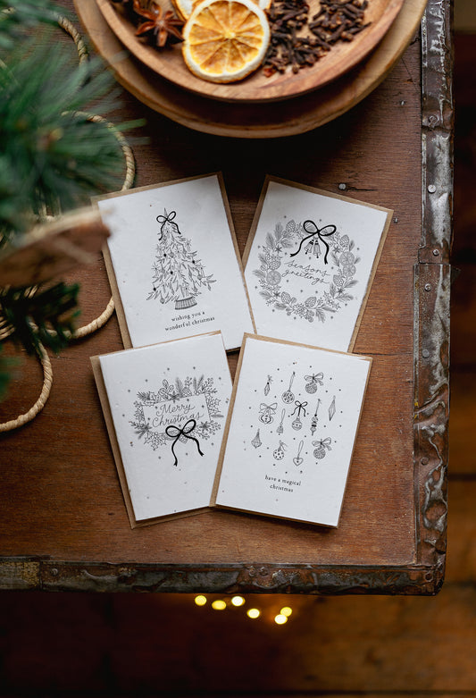 Mini Christmas Wildflower Plantable Seed Cards - Pack of 4